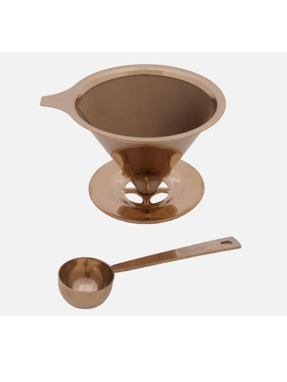 Stainless Steel Titanium Coated Pour Over Coffee Dripper/Scoop Set Bronze